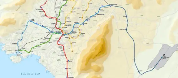 Kort over Athens metro